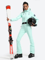 Womens One Piece Snowsuit Belted Flare Slim Ski Suits - Gsou Snow