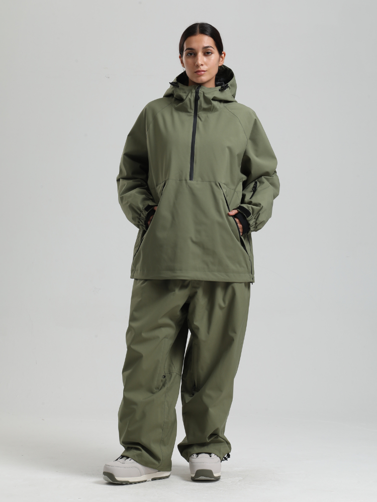 Women's Baggy Snowboard Jacket Minimalist Insulated Snow Anorak - Gsou Snow