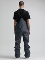 Men's Dark Gray Relaxed-Fit Snow Bibs With Knee Reinforcements Ski Bibs - Gsou Snow