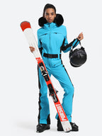 Women's Faux-Fur Slim Ski Jumpsuit One Piece Ski Suit - Gsou Snow