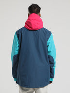 Men's Black & Green Color-Block Kangaroo Pocket Snow Anoraks Insulated Ski Anoraks - Gsou Snow