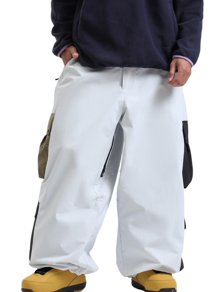 Men's Baggy Snowboard Pants Color Block Double Cargo Snow Pants - Gsou Snow