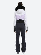 Women's Purple & Black Waist-Defining Waterproof Ski Suits Insulated One-Piece Snowboard Suits - Gsou Snow