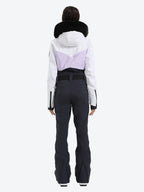 Women's Lavender & Navy Waist-Defining Waterproof Ski Suits Insulated One-Piece Snowboard Suits - Gsou Snow