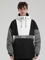 Men's White & Black Kangaroo Pocket Waterproof Snowboard Anoraks Baggy Ski Anoraks - Gsou Snow