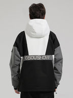 Men's Black & White Baggy Kangaroo Pocket Waterproof Ski Anorak Snowboard Anoraks