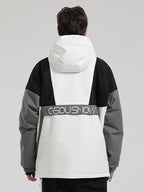 Men's Black & White Baggy Kangaroo Pocket Waterproof Ski Anorak Snowboard Anoraks