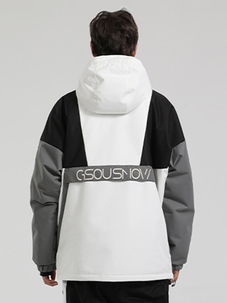 Men's Black & White Baggy Kangaroo Pocket Waterproof Ski Anorak Snowboard Anoraks