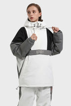 Women's Black & White Baggy Kangaroo Pocket Waterproof Ski Anorak Snowboard Anoraks