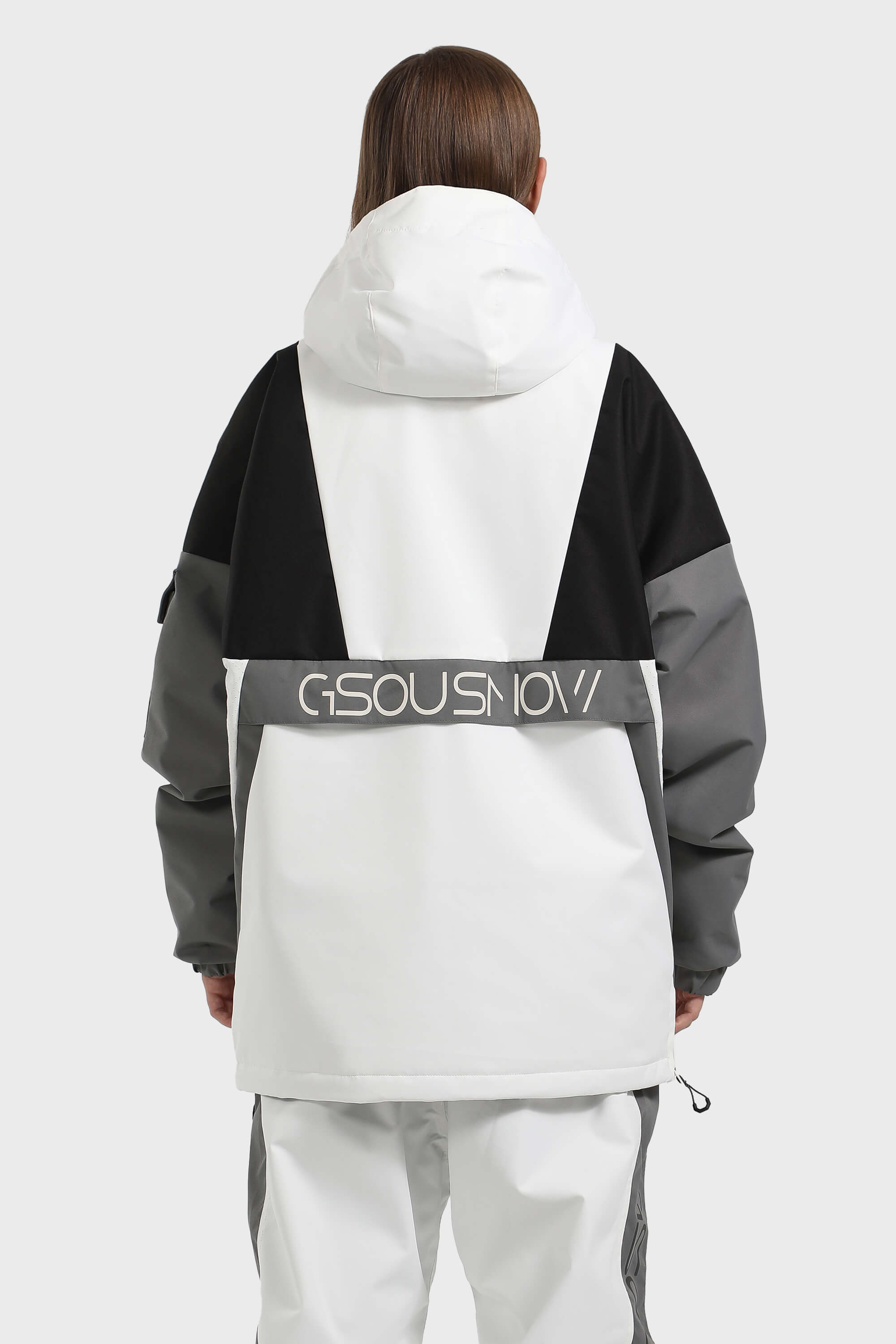 Women's White & Black Baggy Kangaroo Pocket Waterproof Ski Anorak Snowboard Anoraks Secondary image