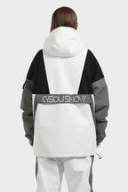 Women's Black & White Kangaroo Pocket Waterproof Snowboard Anoraks Baggy Ski Anoraks - Gsou Snow