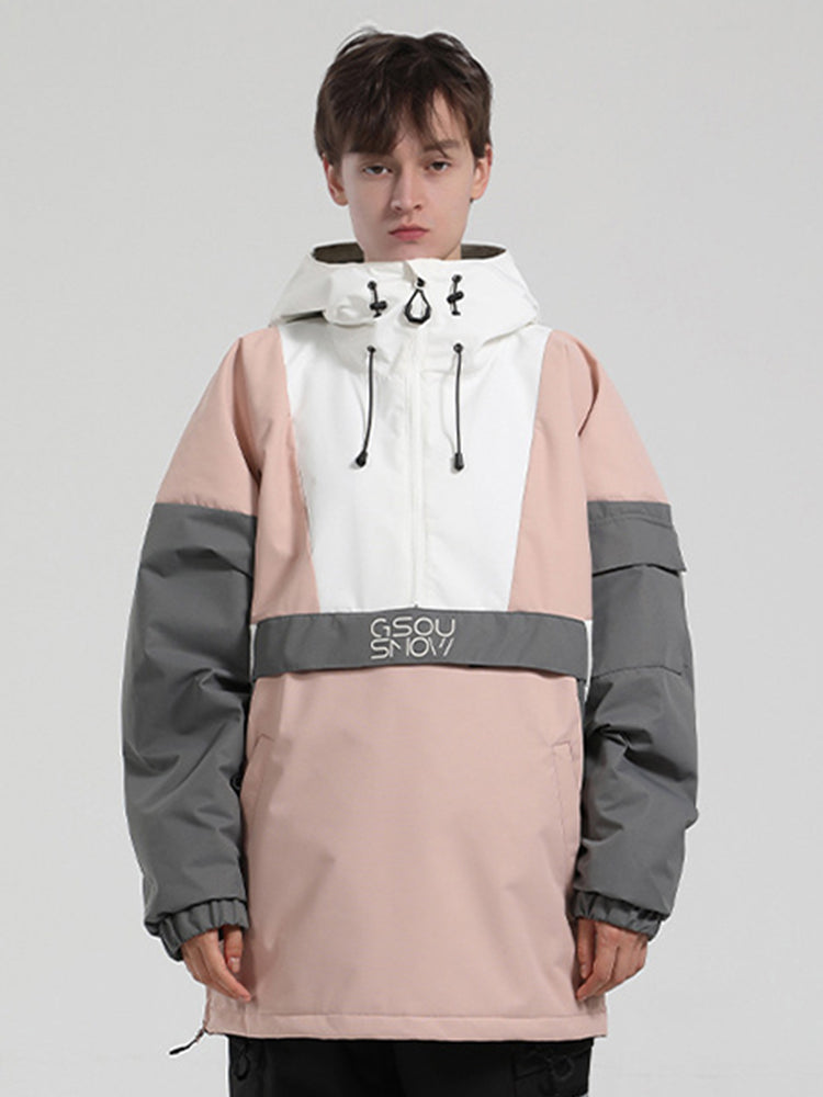 Men's Black & White Baggy Kangaroo Pocket Waterproof Ski Anorak Snowboard Anoraks