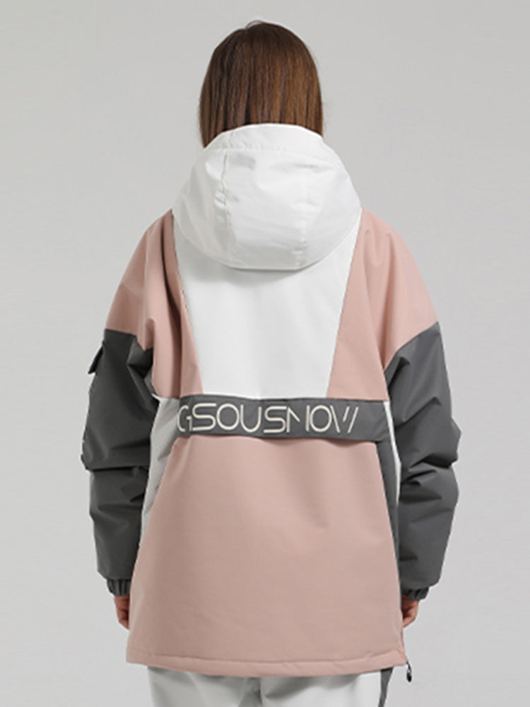 Men's White & Black Kangaroo Pocket Waterproof Snowboard Anoraks Baggy Ski Anoraks - Gsou Snow