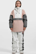 Women's Black & White Baggy Kangaroo Pocket Waterproof Ski Anorak Snowboard Anoraks