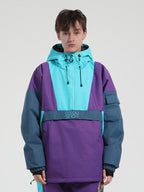 Men's Black & White Baggy Kangaroo Pocket Waterproof Ski Anorak Snowboard Anoraks