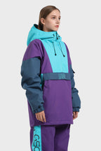 Women's White & Black Baggy Kangaroo Pocket Waterproof Ski Anorak Snowboard Anoraks