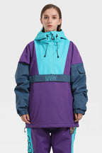 Women's Black & White Baggy Kangaroo Pocket Waterproof Ski Anorak Snowboard Anoraks