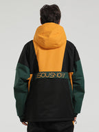 Men's Black & White Kangaroo Pocket Waterproof Snowboard Anoraks Baggy Ski Anoraks - Gsou Snow
