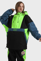 Women's White & Black Kangaroo Pocket Waterproof Snowboard Anoraks Baggy Ski Anoraks - Gsou Snow
