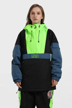 Women's White & Black Baggy Kangaroo Pocket Waterproof Ski Anorak Snowboard Anoraks