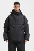 Men's Ivory & Black Insulated Color-Block Ski Anorak Snow Anoraks