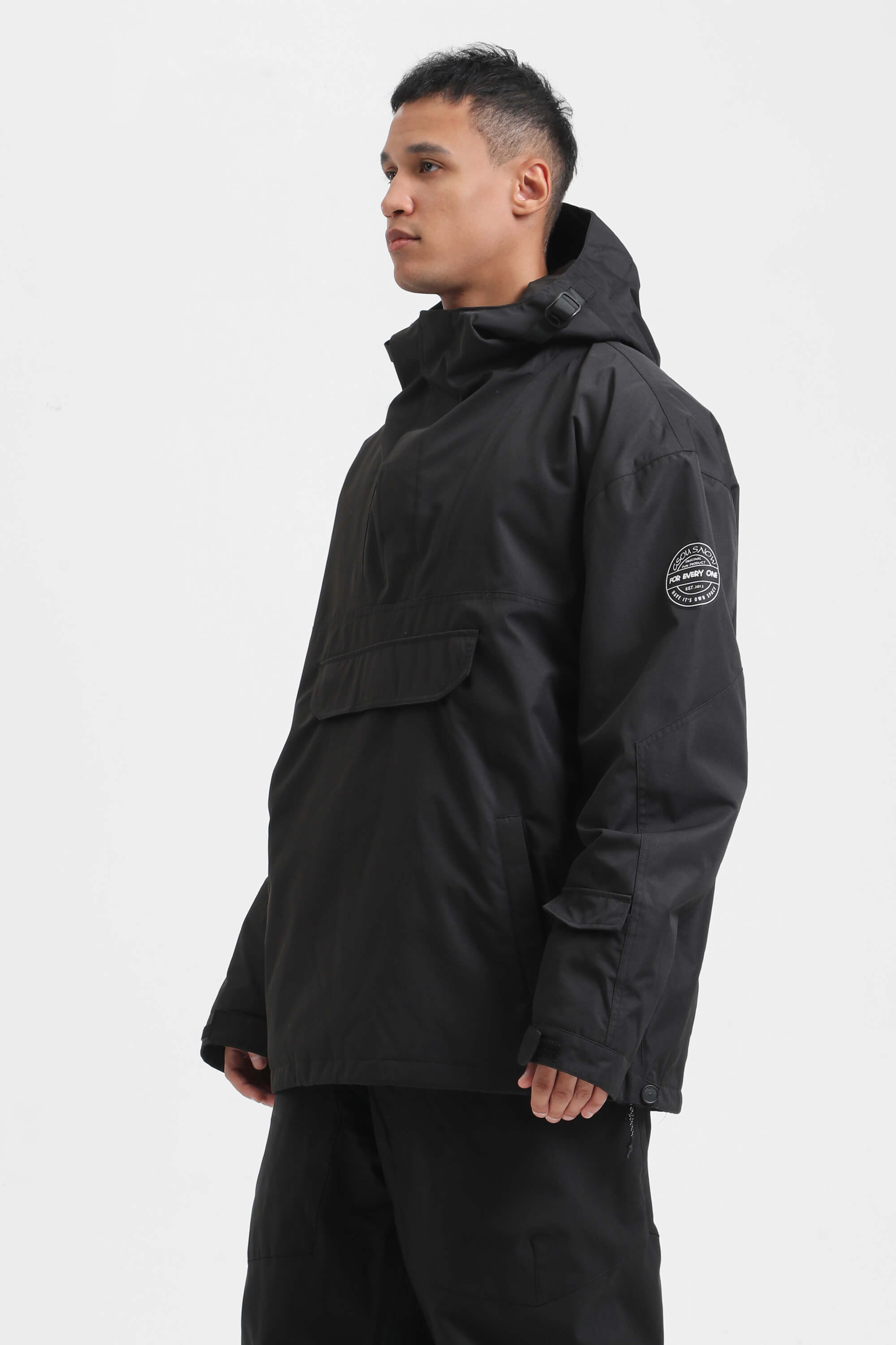 Men's Brown & Black Insulated Color-Block Ski Anorak Snow Anoraks