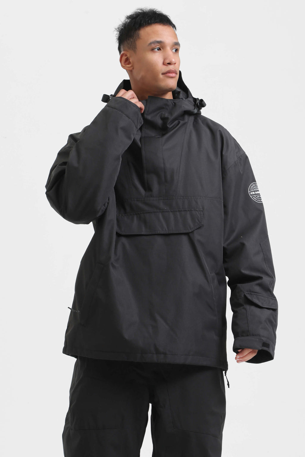 Men's Rust & Black Insulated Color-Block Ski Anorak Snow Anoraks