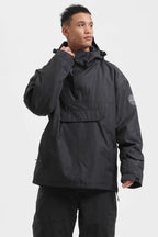 Men's Blue & Black Color-Block Snow Anoraks Insulated Ski Anoraks - Gsou Snow