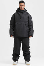 Men's Rust & Black Color-Block Snow Anoraks Insulated Ski Anoraks - Gsou Snow