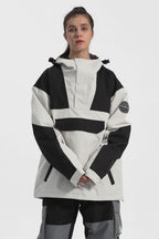 Women's Brown & Black Insulated Color-Block Ski Anorak Snow Anoraks