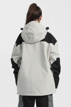 Women's Brown & Black Insulated Color-Block Ski Anorak Snow Anoraks