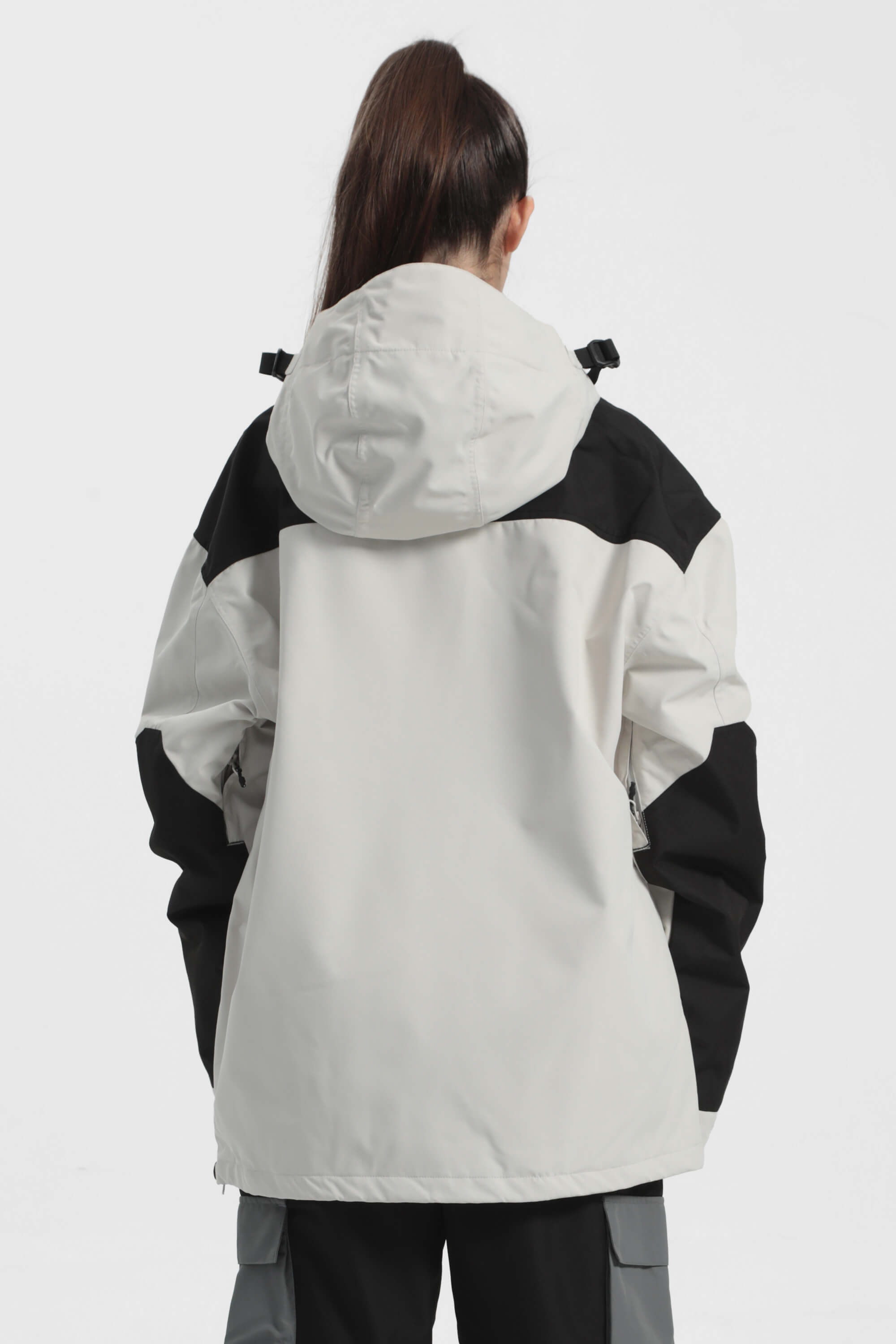 Women's Ivory & Black Insulated Color-Block Ski Anorak Snow Anoraks Secondary image