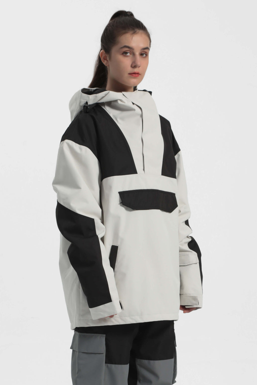 Women's Ink Dot Insulated Color-Block Ski Anorak Snow Anoraks