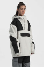 Women's Orange & Blue Insulated Color-Block Ski Anorak Snow Anoraks