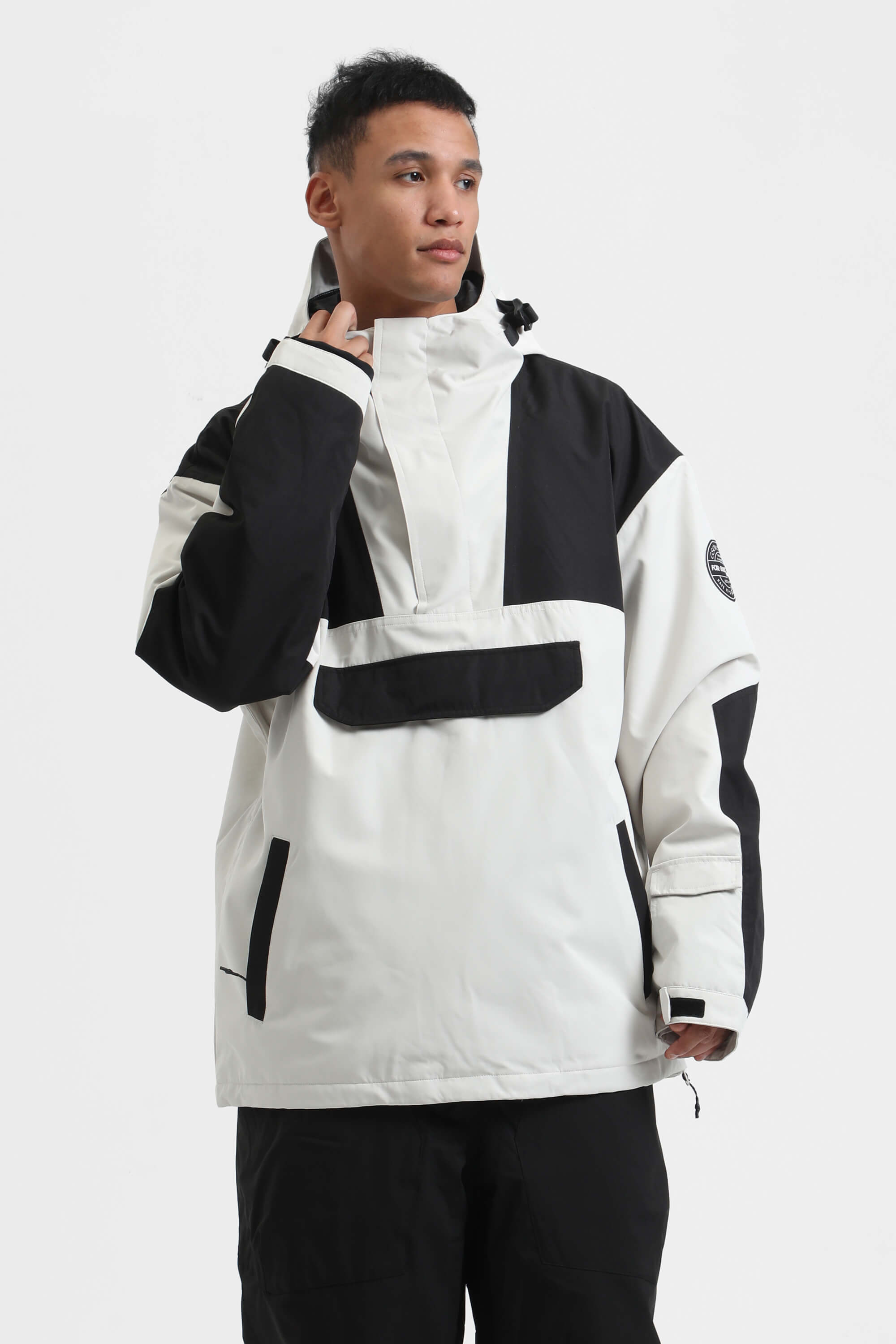 Men's Rust & Black Insulated Color-Block Ski Anorak Snow Anoraks