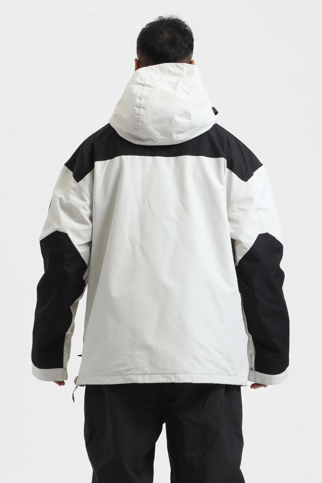 Men's Ivory & Black Insulated Color-Block Ski Anorak Snow Anoraks