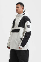 Men's Brown & Black Insulated Color-Block Ski Anorak Snow Anoraks