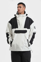 Men's Brown & Black Insulated Color-Block Ski Anorak Snow Anoraks