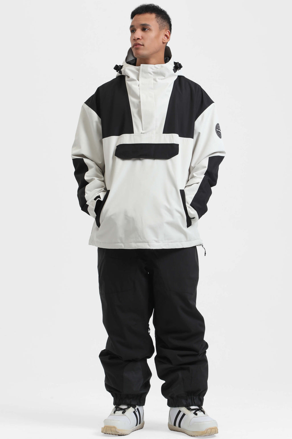 Men's Brown & Black Insulated Color-Block Ski Anorak Snow Anoraks