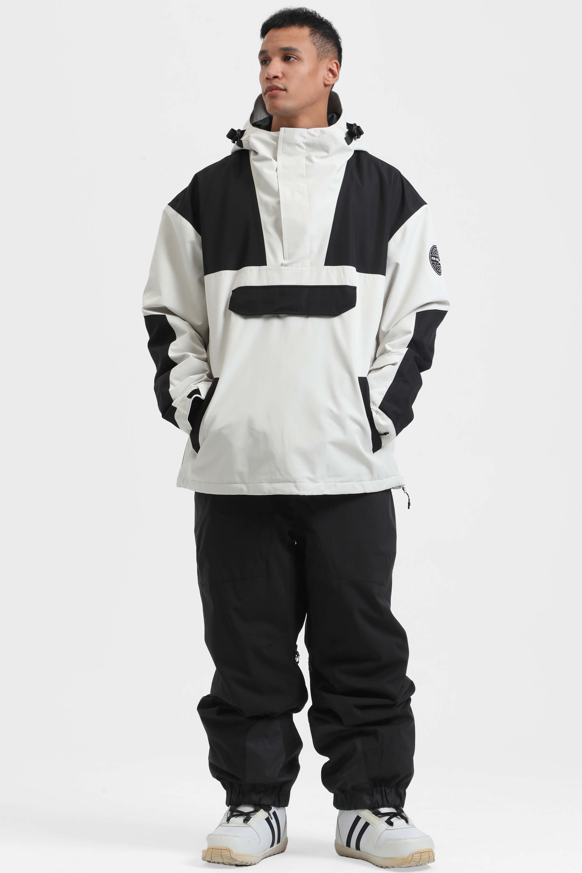 Men's Orange & Blue Color-Block Snow Anoraks Insulated Ski Anoraks - Gsou Snow