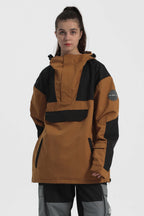 Women's Orange & Blue Insulated Color-Block Ski Anorak Snow Anoraks