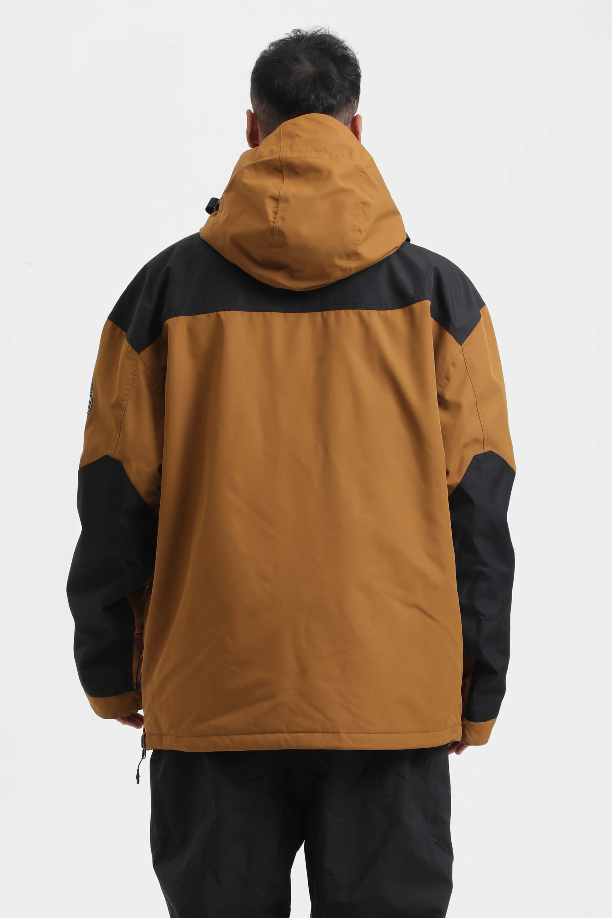 Men's Brown & Black Insulated Color-Block Ski Anorak Snow Anoraks Secondary image