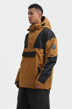 Men's Black Camo Insulated Color-Block Ski Anorak Snow Anoraks