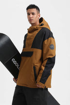 Men's Ivory & Black Insulated Color-Block Ski Anorak Snow Anoraks