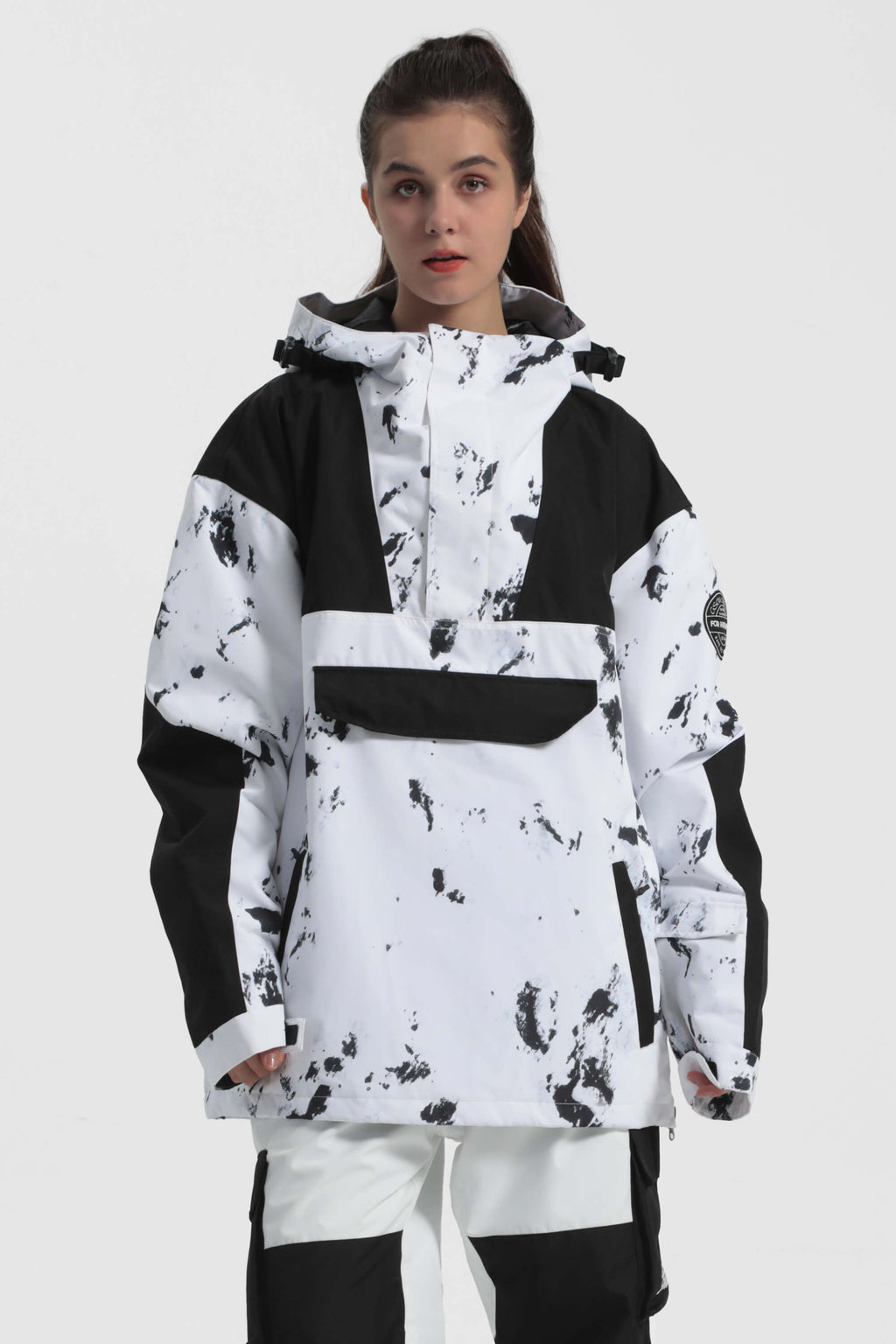 Women's Orange & Blue Color-Block Snow Anoraks Insulated Ski Anoraks - Gsou Snow