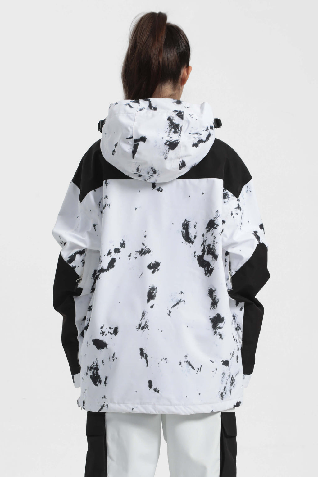 Women's Ink Dot Insulated Color-Block Ski Anorak Snow Anoraks