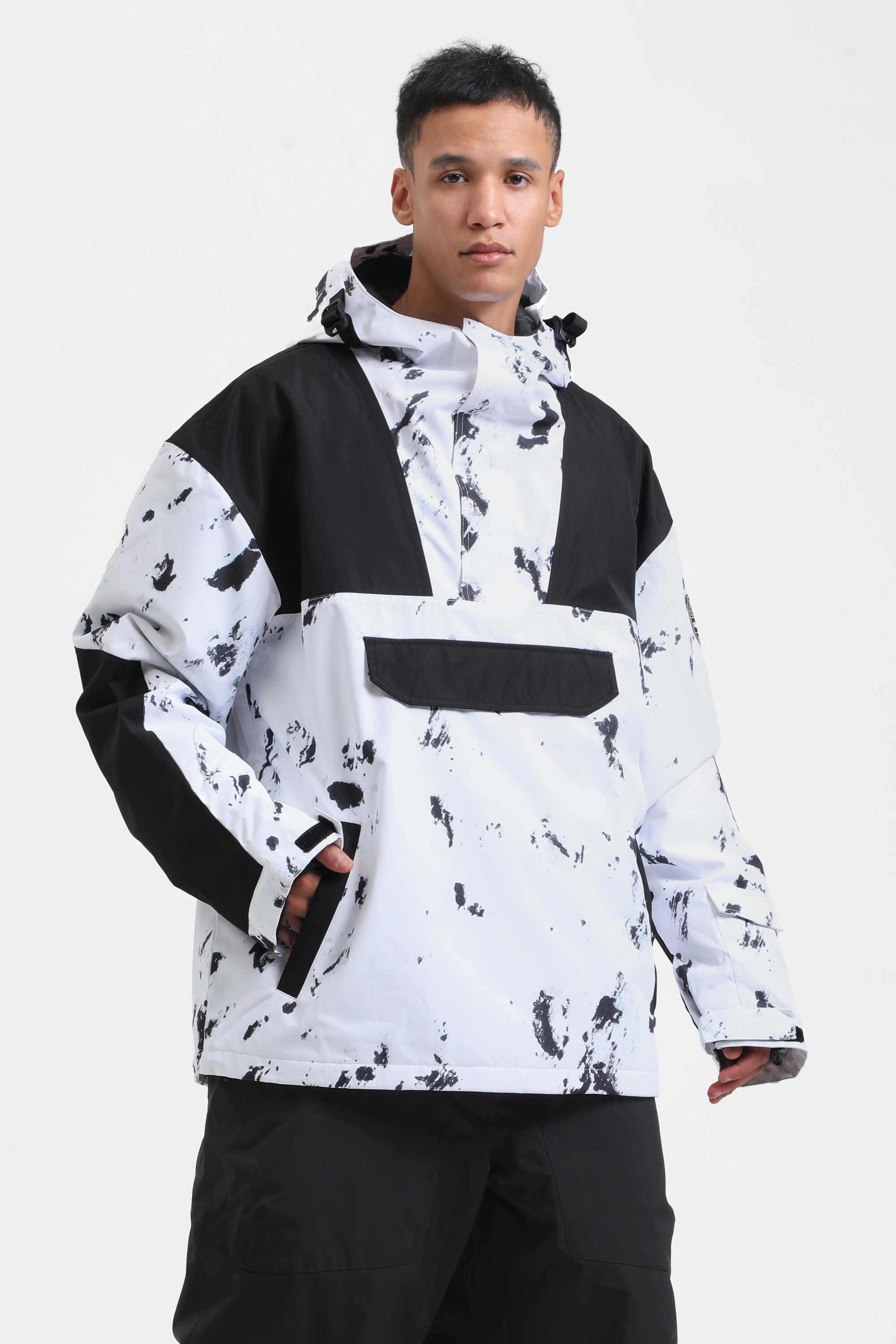 Men's Rust & Black Insulated Color-Block Ski Anorak Snow Anoraks