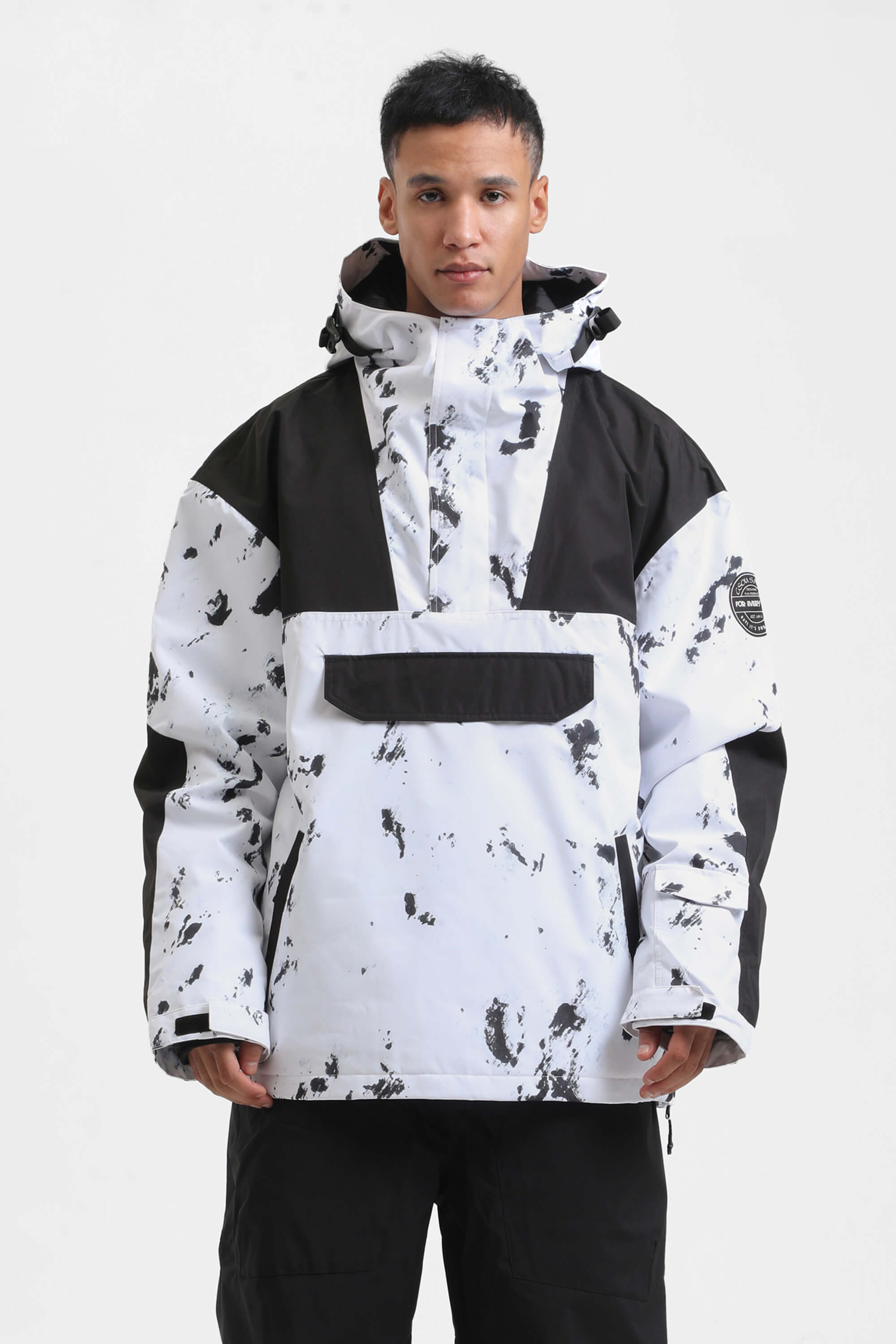 Men's Orange & Blue Insulated Color-Block Ski Anorak Snow Anoraks