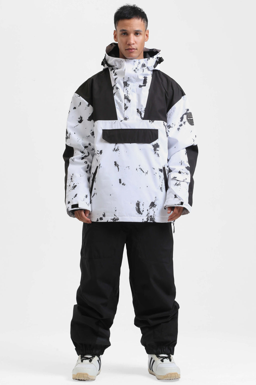Men's Brown & Black Insulated Color-Block Ski Anorak Snow Anoraks