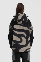 Women's Orange & Blue Insulated Color-Block Ski Anorak Snow Anoraks
